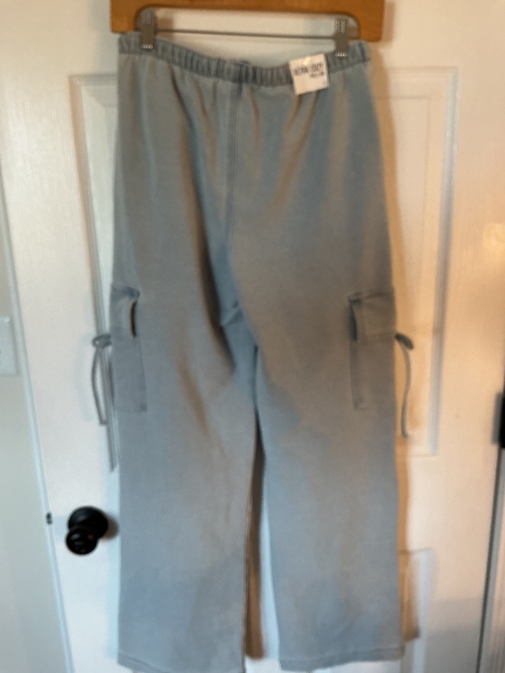 Vanilla Star sz XS pull on cozy cargo style light blue pants NWT - Picture 4 of 9